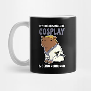 My hobbies include Cosplay and being awkward cartoon Capybara Samurai Mug